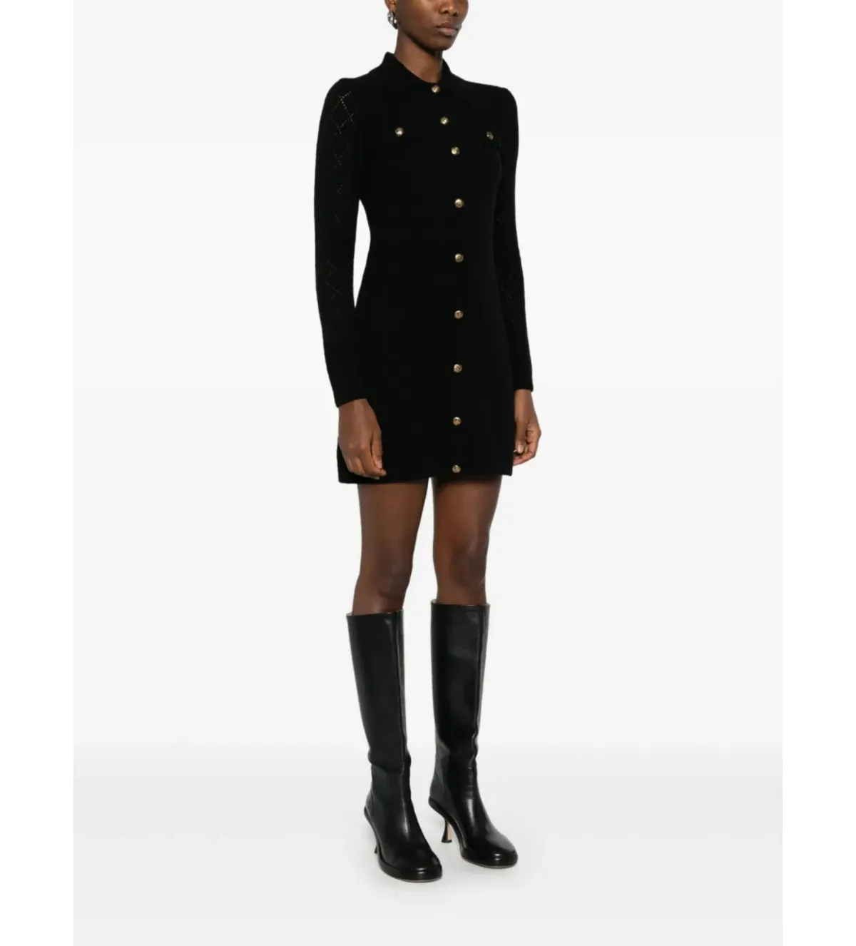 Zimmermann Black Dress With Gold Buttons Size 1/Au 10 - Image 1