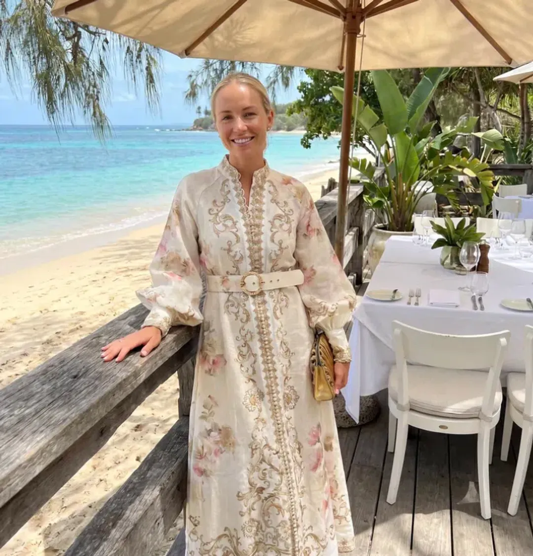 Zimmernmann Hypnotic Buttoned Midi Dress Cream Peony for rent on The Volte - main image