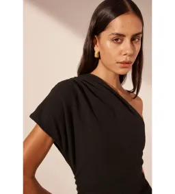 Shona Joy Beau Asymmetrical Midi Dress Black Size 12 for rent on The Volte - image 2