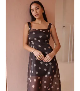 By Nicola Goldie Maxi Dress Chocolate Polka Size AU 8 for rent on The Volte - image 3