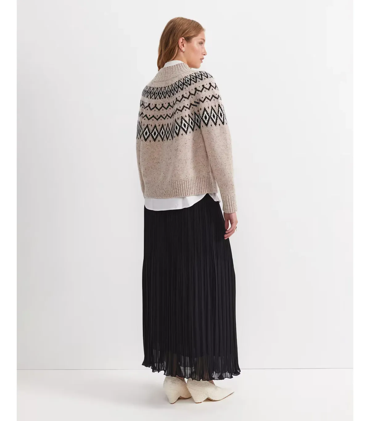 Sportscraft Sunflower Fair Isle Wool Sweater Oatmeal Size - Image 3