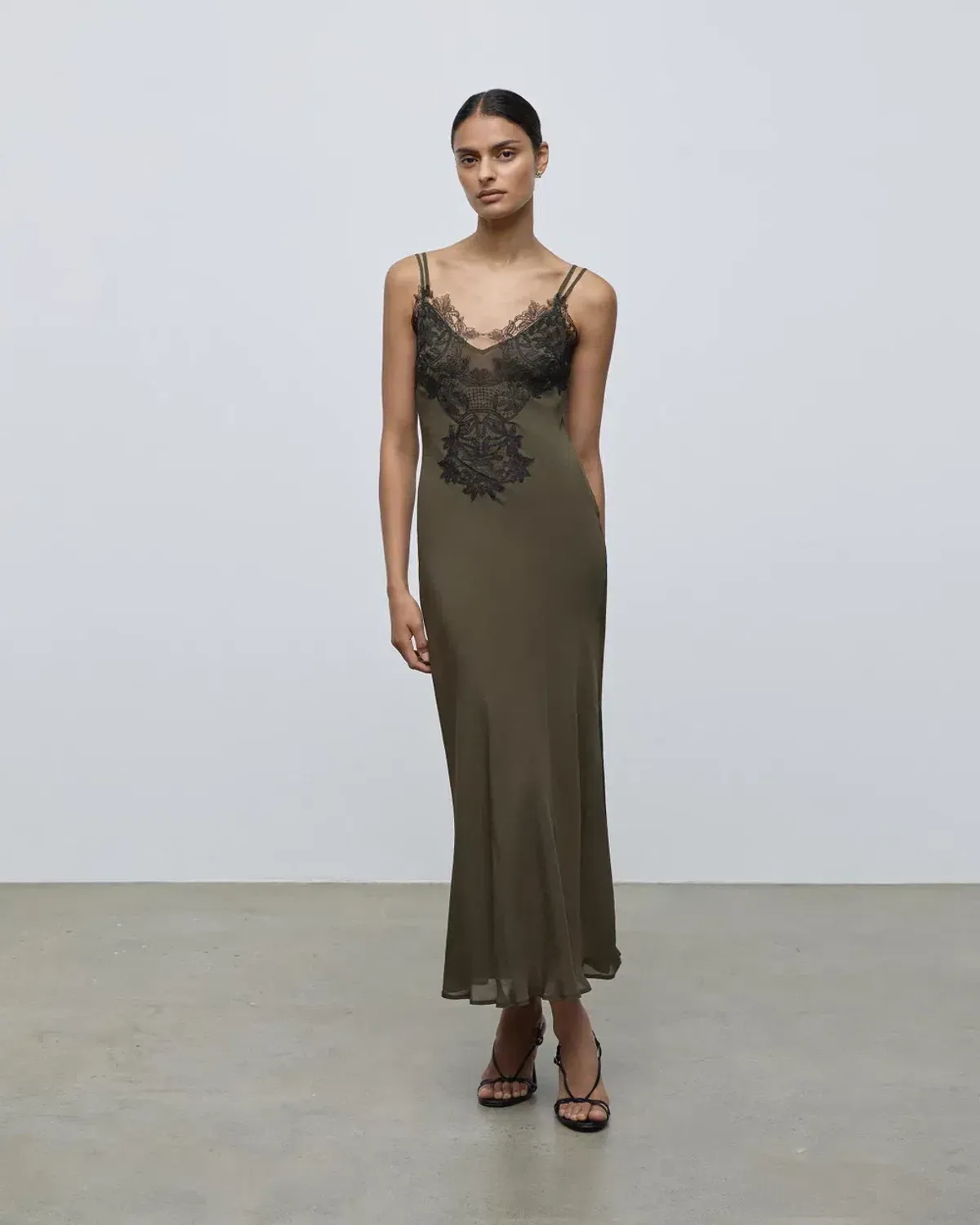Lover Ainslee Lace Maxi Olive Green Dress Size AU 12 - Image 2