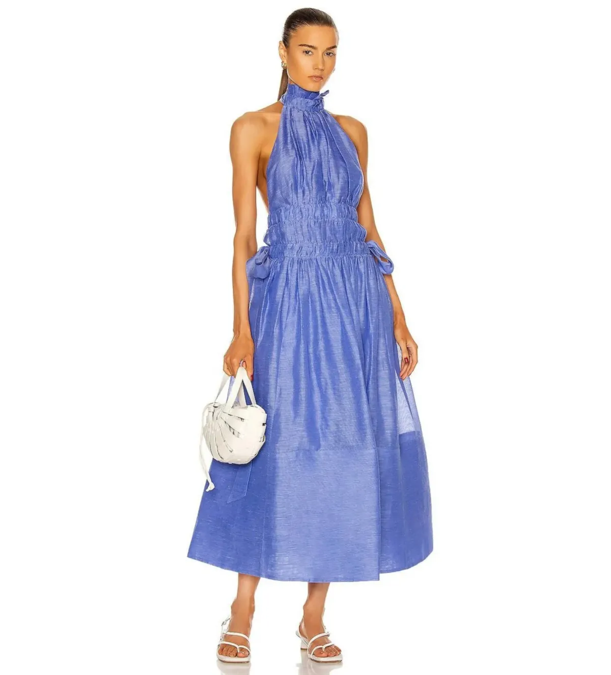 Zimmermann Luminous Halter Gown Cornflower Size 2 AU 12 for rent on The Volte - main image