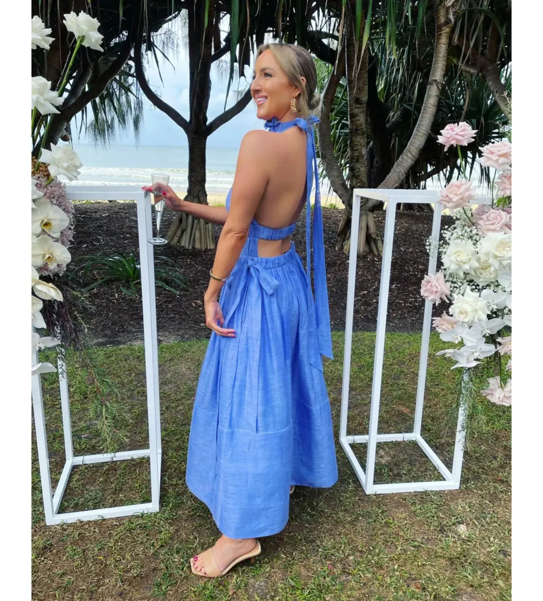 Zimmermann Luminous Halter Gown Cornflower Size 2 AU 12 for rent on The Volte - main image