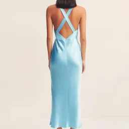 Shona Joy La Lune Plunged Cross Back Maxi Dress Iceberg Blue Size 10 for rent on The Volte - image 2