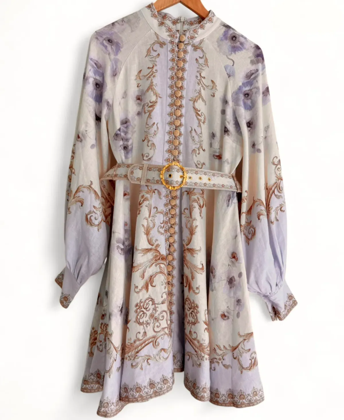 Zimmermann Hypnotic Buttoned Mini Dress in Blue Floral Size AU 14 - Image 3