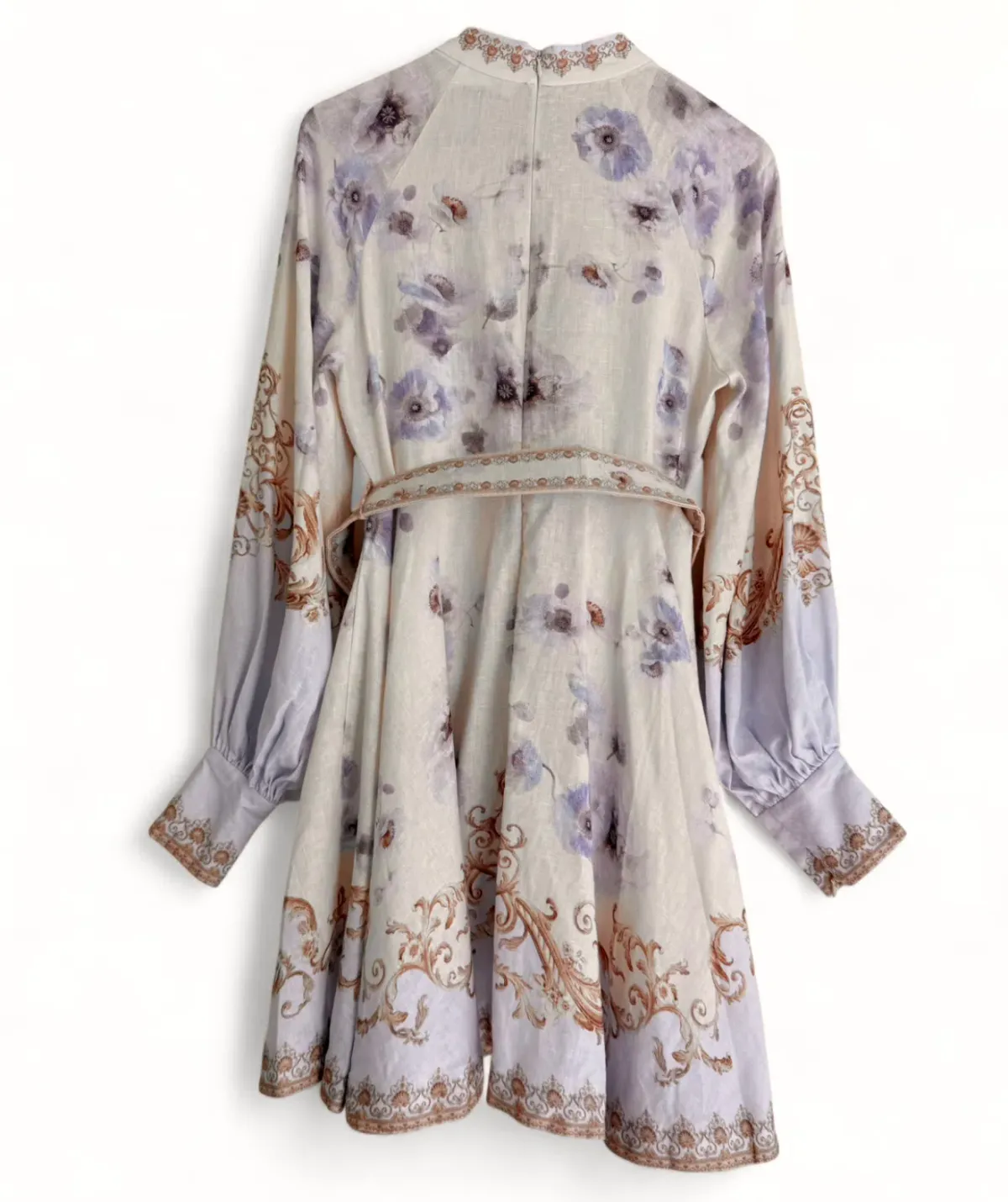 Zimmermann Hypnotic Buttoned Mini Dress in Blue Floral Size AU 14 - Image 4