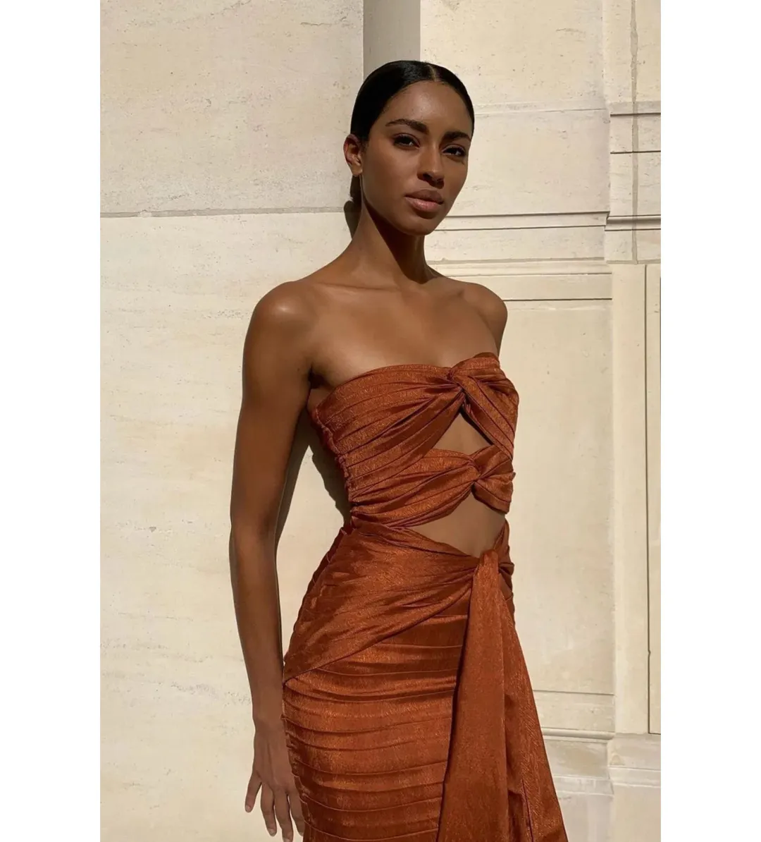 Alamour Lulia Mini Dress Rust Size S AU 8 for rent on The Volte - main image