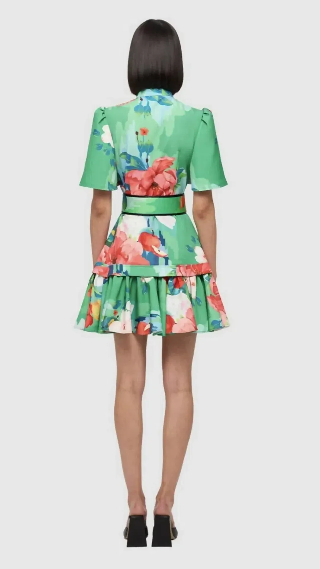 Leo Lin Florescence Shirt Mini Dress Lily Pad Green Size AU 12 for rent on The Volte - main image