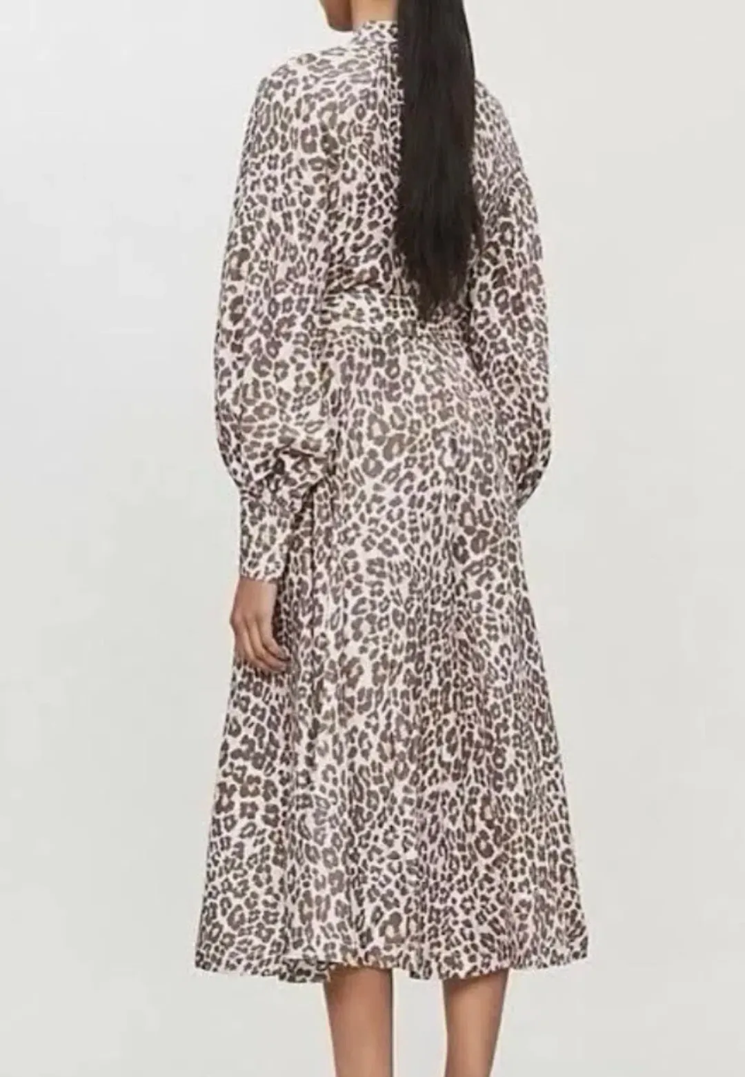 Zimmermann Sabotage Button Up Midi Dress Soft Leopard Size AU 8 for rent on The Volte - main image