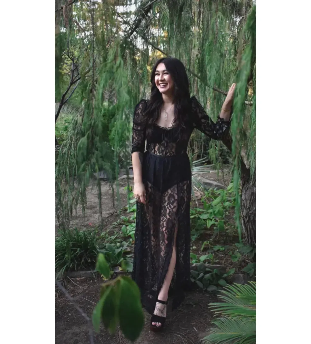 For Love And Lemons Aiden Sheer Maxi Dress Black Size M/AU 10-12 for rent on The Volte - main image
