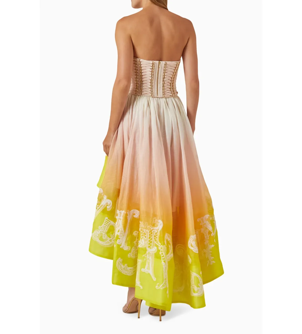 Zimmermann Wonderland Lace Up Midi Dress Sunset Ombre Size 2 AU 12 - Image 4