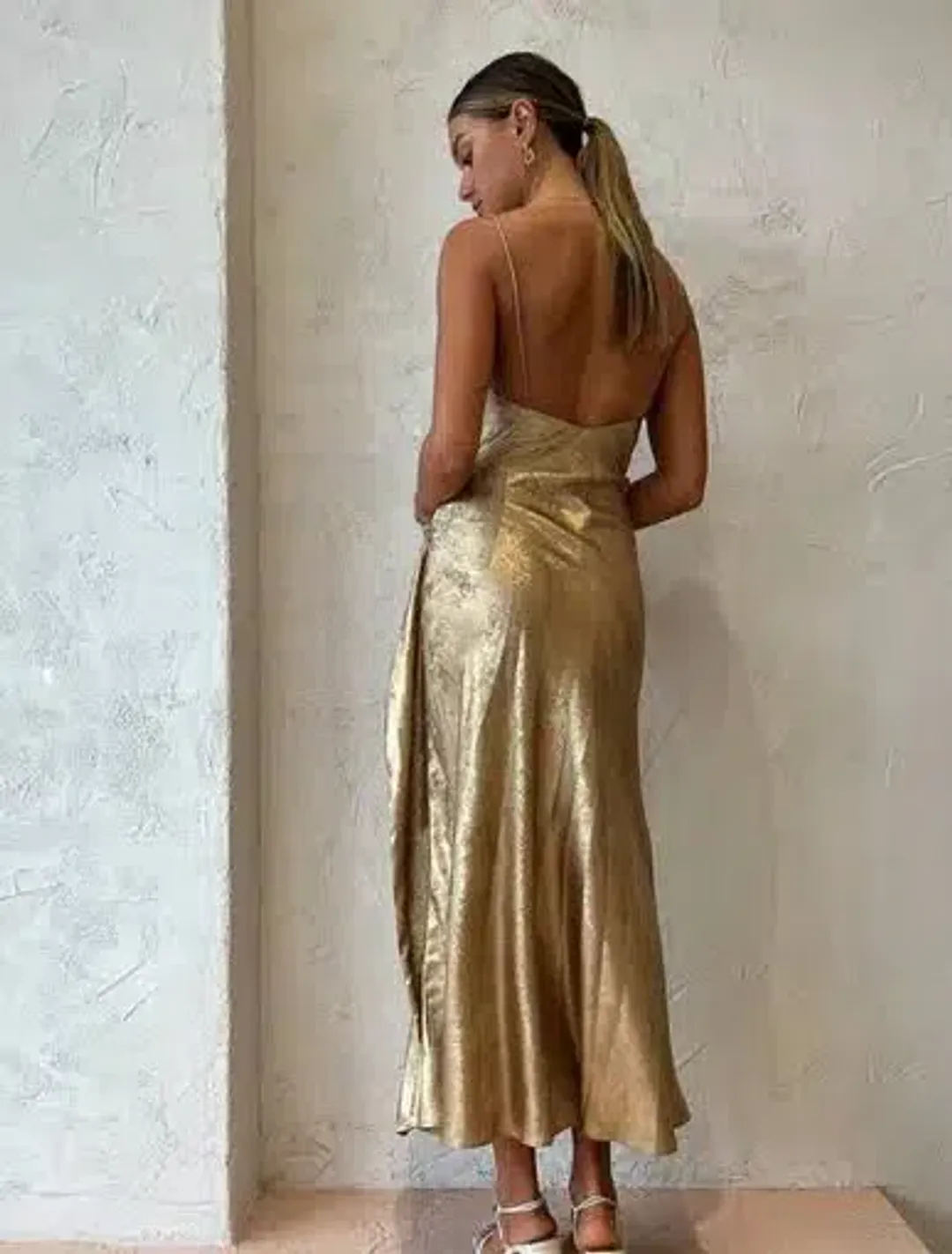 Acler Queensbridge Gold Midi Dress | Size AU 10 UK 10 US 6 for rent on The Volte - main image