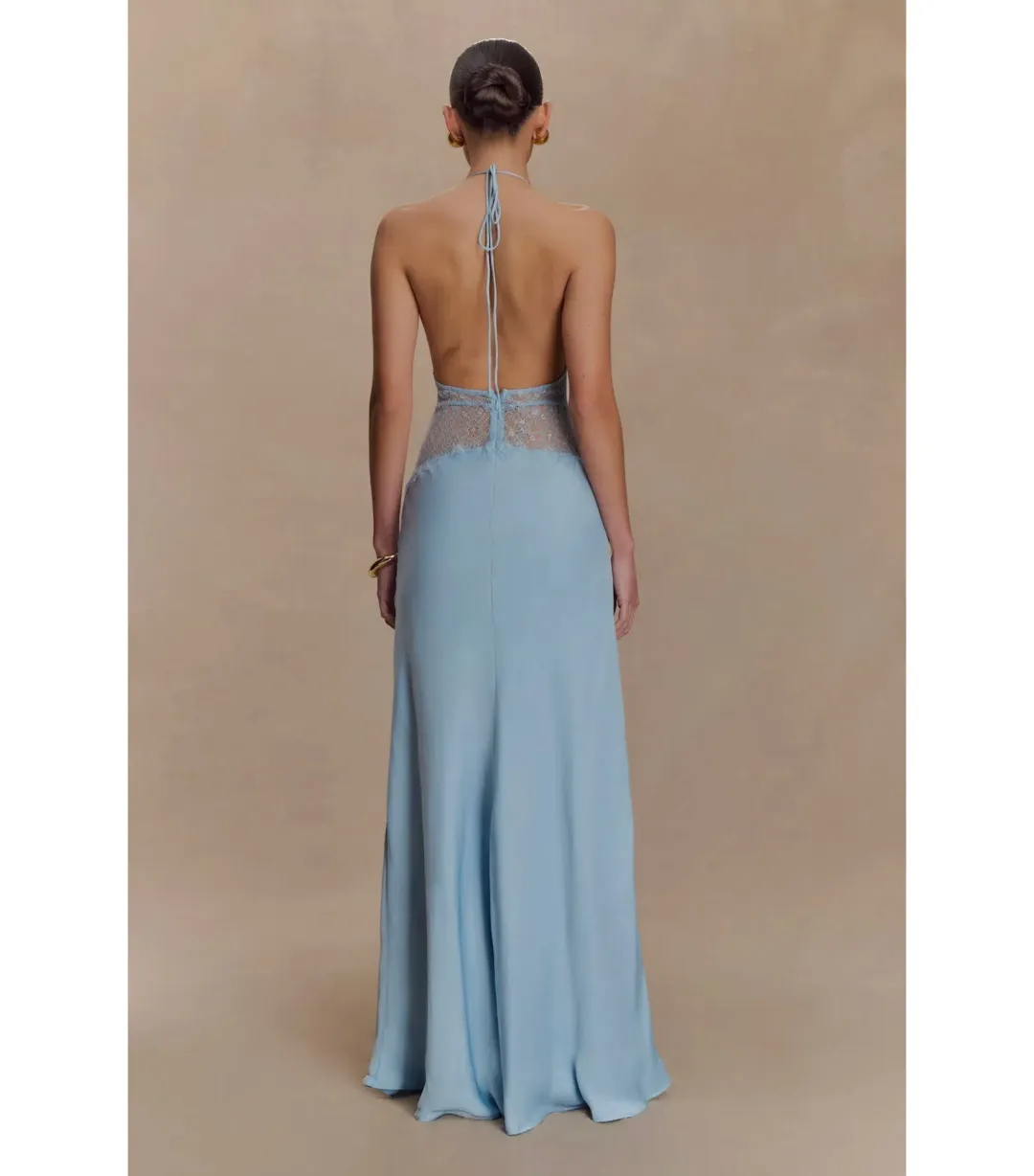 Meshki Dinah Lace and Satin Maxi Dress Cornflower Blue Size S / AU 8 for rent on The Volte - main image