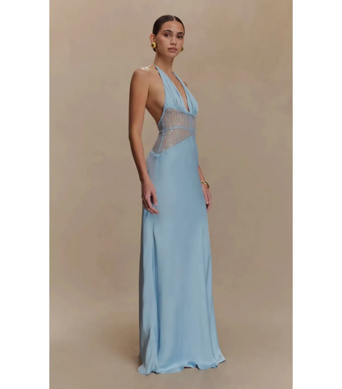 Meshki Dinah Lace and Satin Maxi Dress Cornflower Blue Size S / AU 8 - Image 2