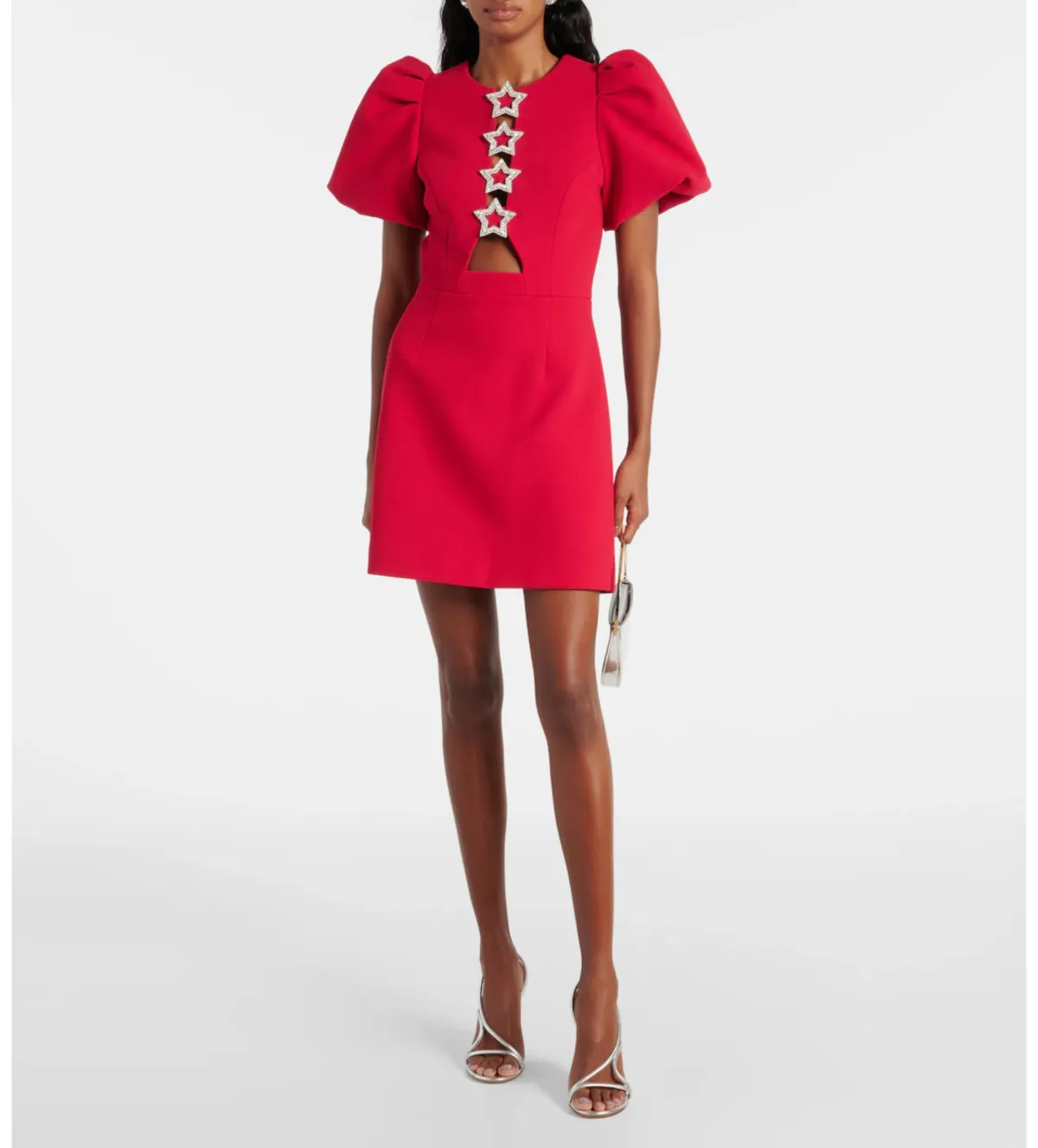 Rebecca Vallance Akari Puff Sleeve Mini Dress in Red Size AU10 - Image 1