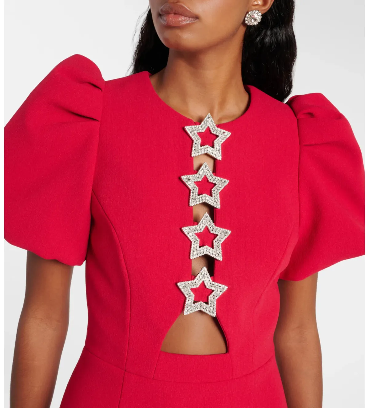 Rebecca Vallance Akari Puff Sleeve Mini Dress in Red Size AU10 - Image 3