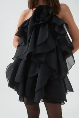 Aje Pandorea Layered Mini Dress Black Size 6 for rent on The Volte - image 2