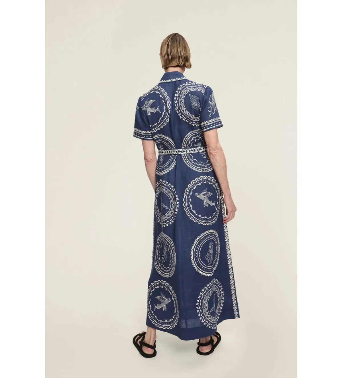 Alemais Oceane Linen Shirtdress in Navy Size AU 12 - Image 3