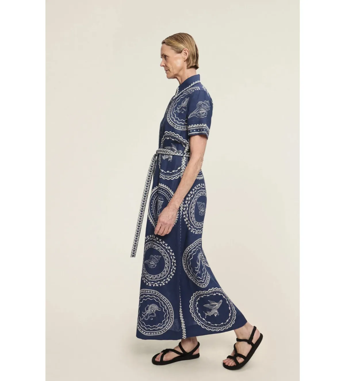 Alemais Oceane Linen Shirtdress in Navy Size AU 12 - Image 2
