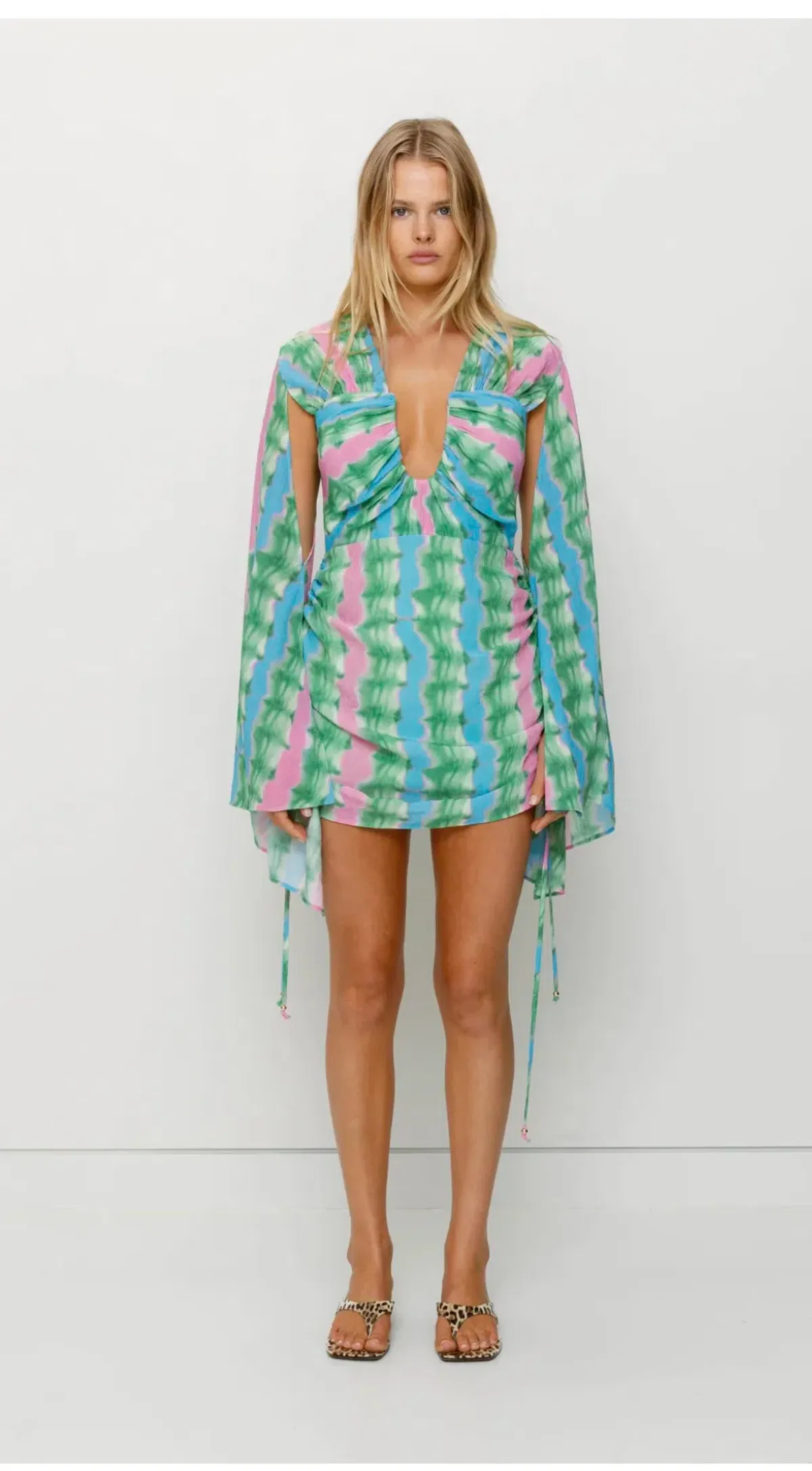 The Wolf Gang Zoya Mini Dress Tie Dye Stripe Size 12 - Image 1
