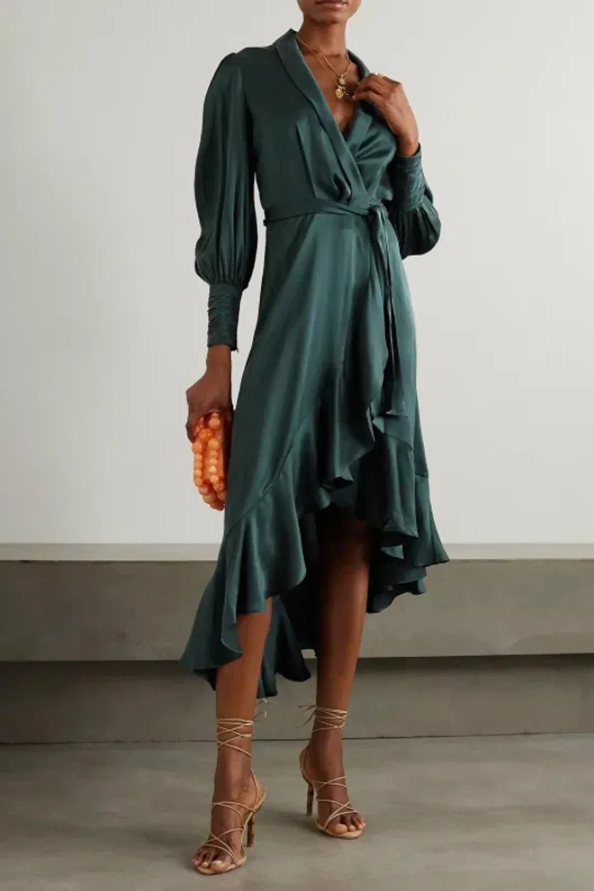 Zimmermann Silk Wrap Midi Dress - Green - Size 3 - Image 3