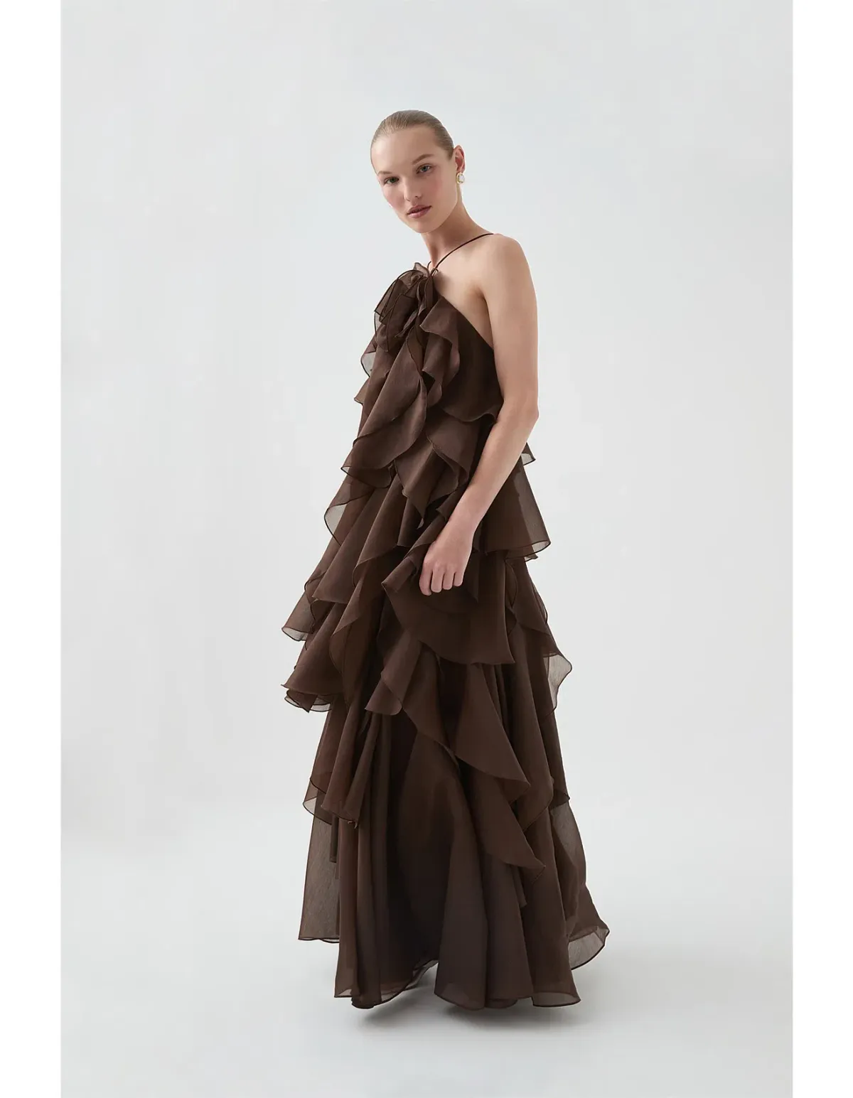 Aje Pandorea Layered Maxi Dress Carob Brown Size 8 - Image 2