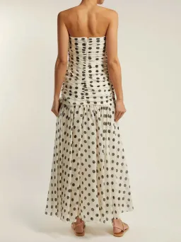 Zimmermann Corsage Ruched Polka-dot Linen-blend Maxi Dress Print Size 1 / Size AU 6 for rent on The Volte - image 4