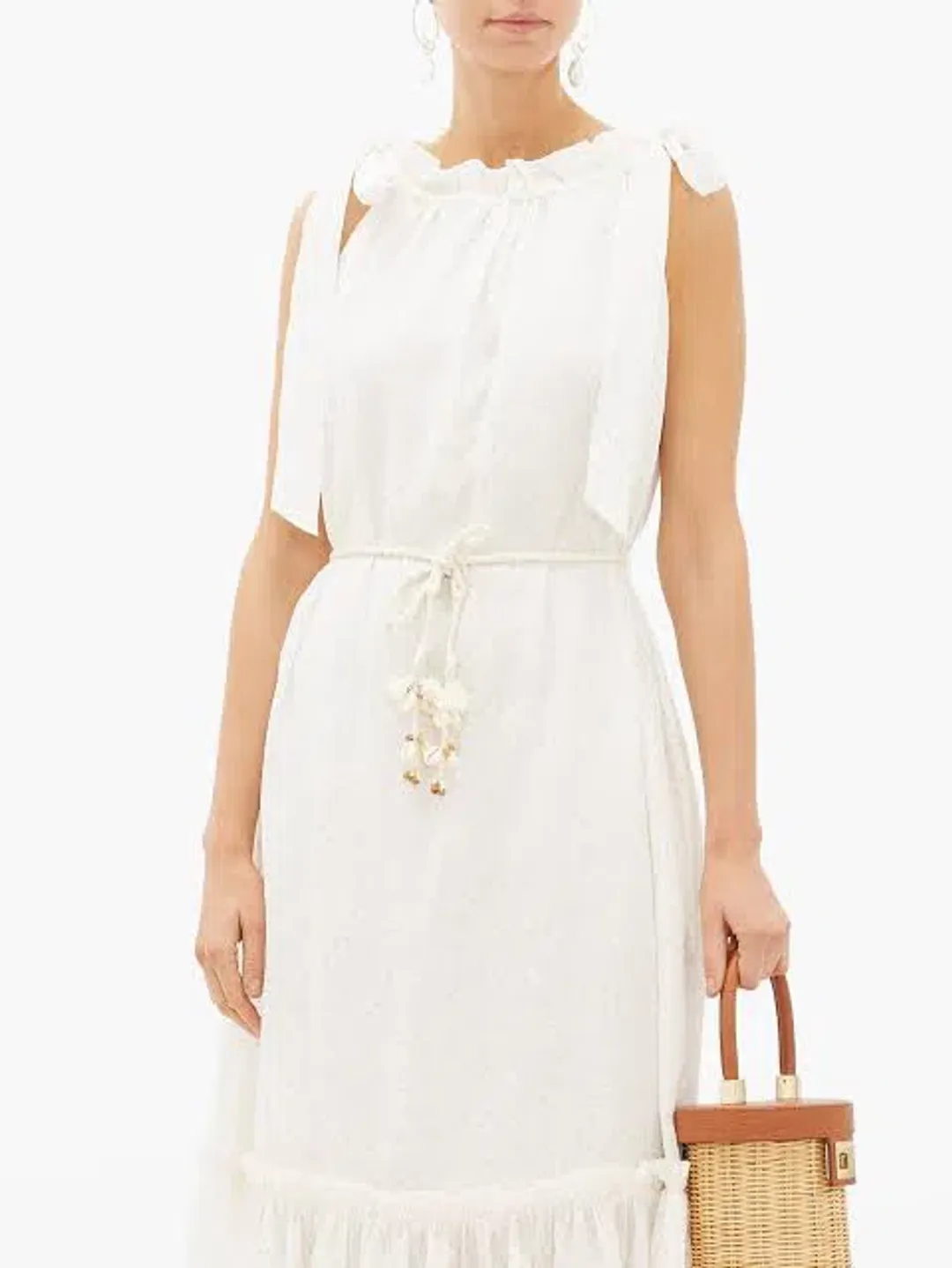 Zimmermann Zinnia Metallic Polka Dot Linen Midi Dress Size AU 8 for rent on The Volte - main image