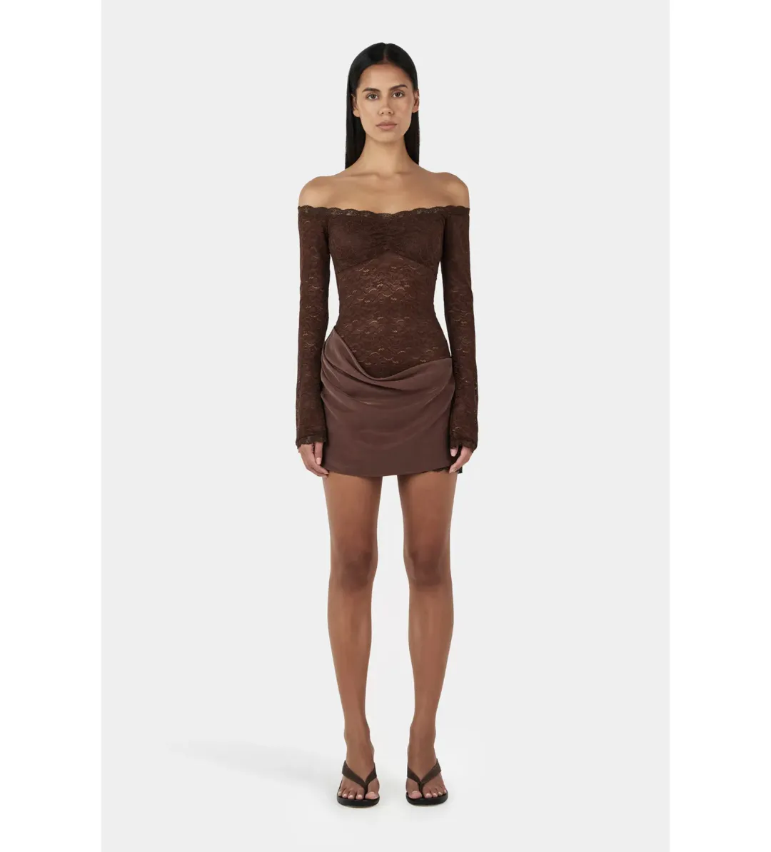 Ownley Tahnee Mini Dress Chocolate Size S/AU 8 for rent on The Volte - main image