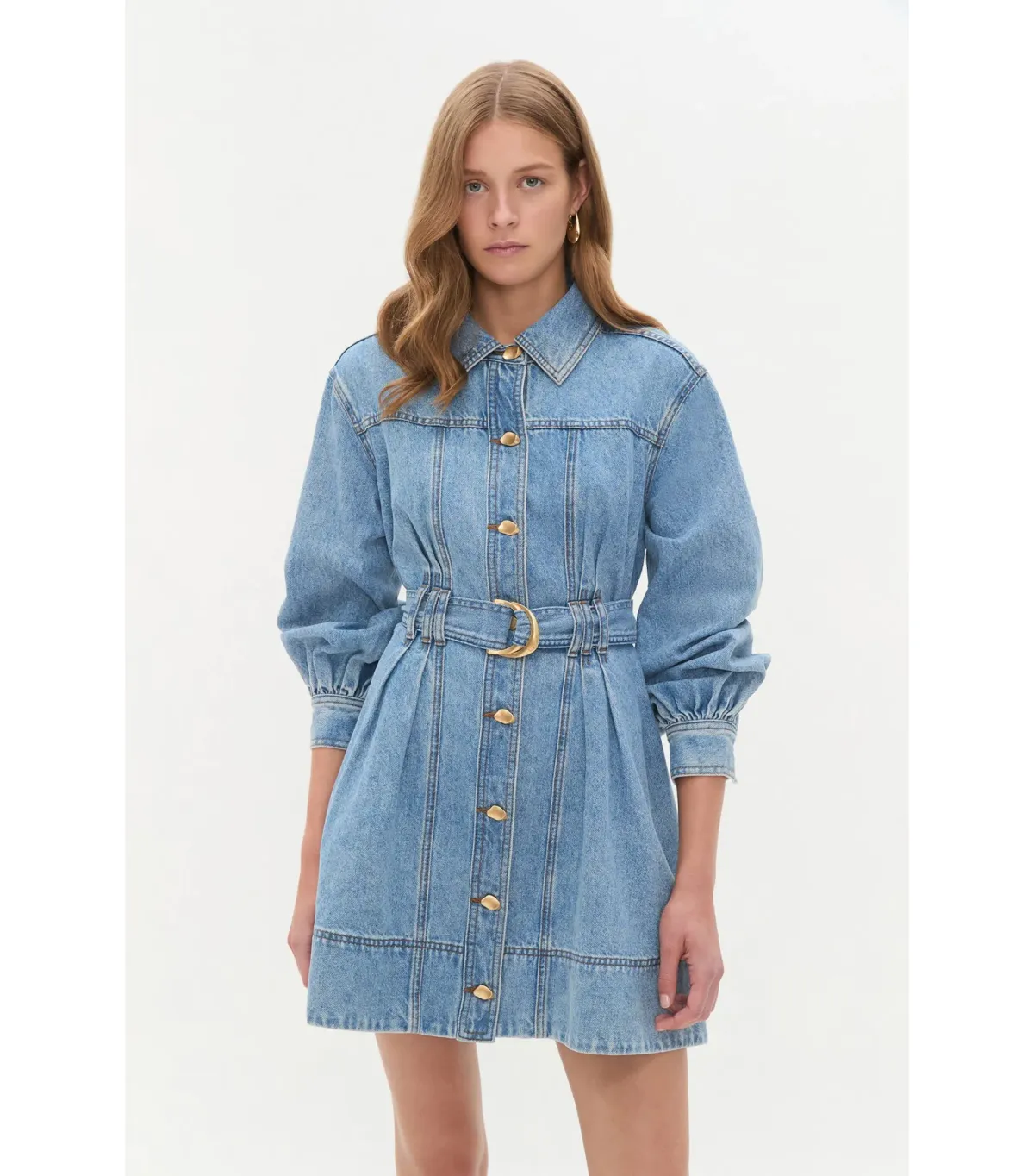 Aje Lane Denim Mini Dress Coastal Wash Size AU 8 - Image 2