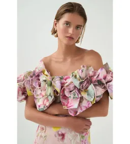 Aje Misha Maxi Dress Pink Collage Floral Size AU 10 for rent on The Volte - image 6