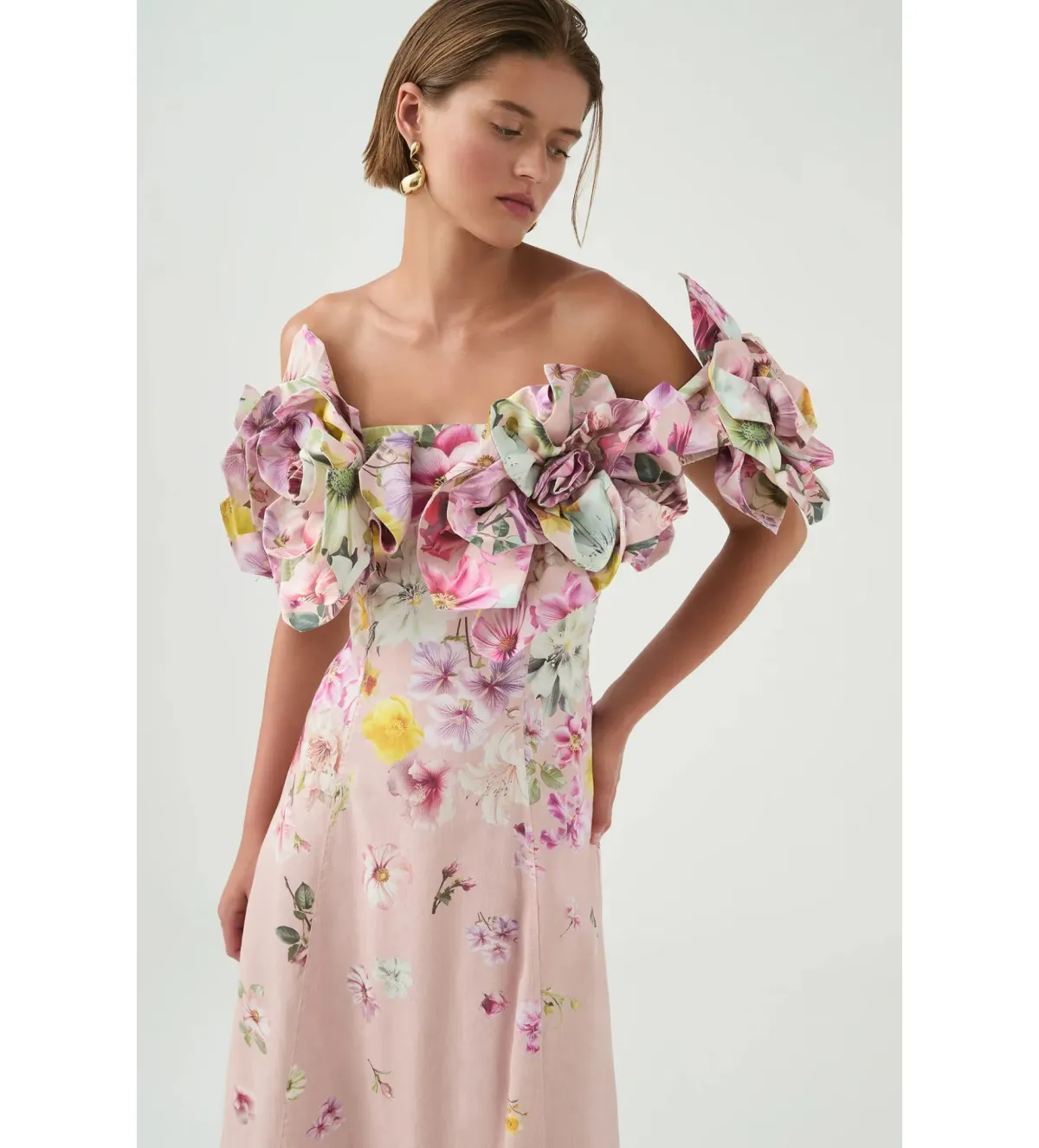 Aje Misha Maxi Dress Pink Collage Floral Size AU 10 - Image 3