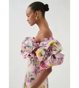 Aje Misha Maxi Dress Pink Collage Floral Size AU 10 for rent on The Volte - image 4