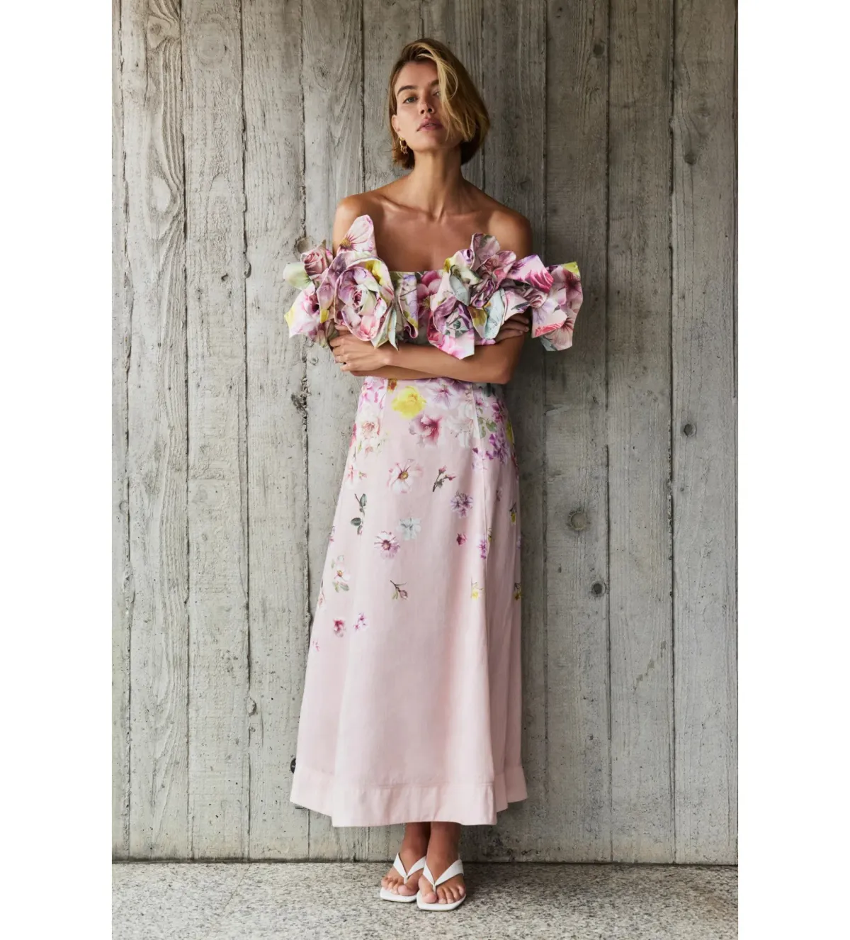 Aje Misha Maxi Dress Pink Collage Floral Size AU 10 - Image 1