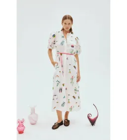 Alemais Atticus Embroidered Midi Shirtdress White Print Size AU 12 for rent on The Volte - image 1