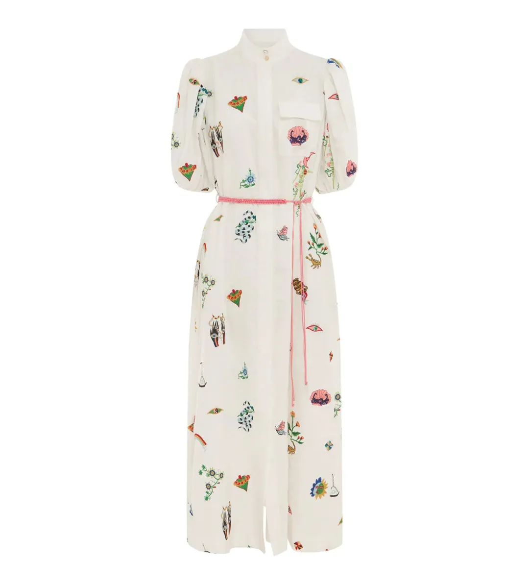Alemais Atticus Embroidered Midi Shirtdress White Print Size AU 12 for rent on The Volte - main image