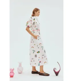 Alemais Atticus Embroidered Midi Shirtdress White Print Size AU 12 for rent on The Volte - image 2