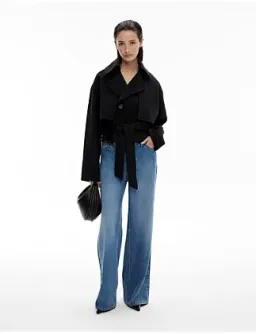 Witchery Relaxed Wool Blend Trench Coat Black Size 14 for rent on The Volte - image 3