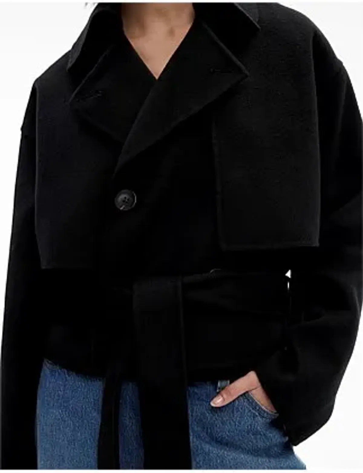 Witchery Relaxed Wool Blend Trench Coat Black Size 14 - Image 4