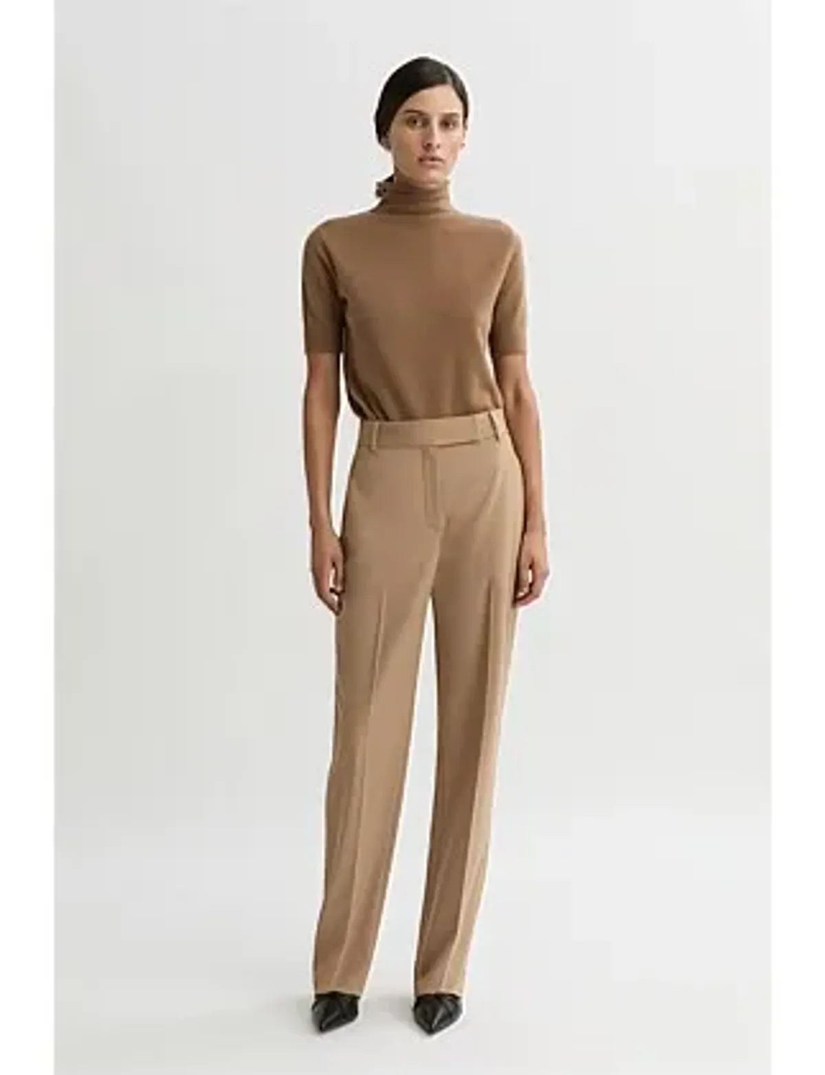 Willow Sui Wool Cashmere Short-Sleeve Polo Knit - Image 1