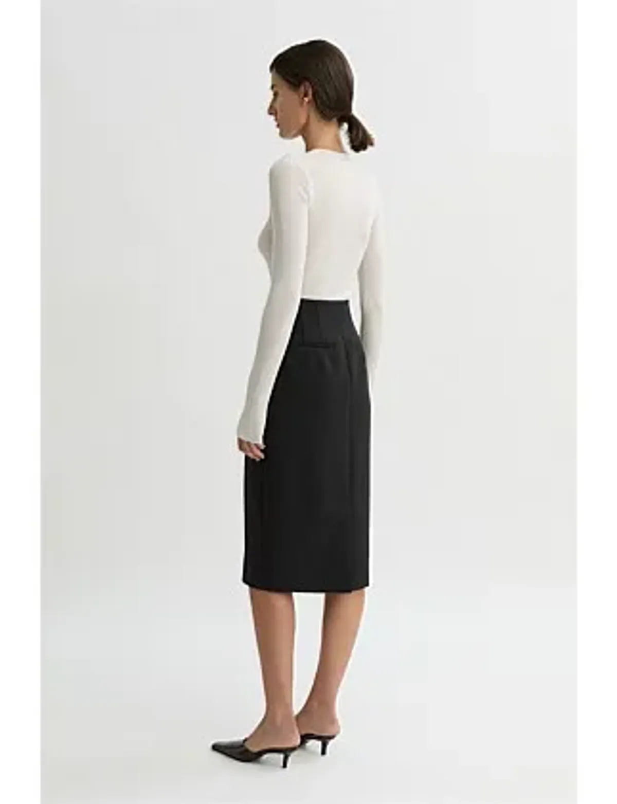 Willow Astrid Wool Pencil Skirt Black Size 6 - Image 4