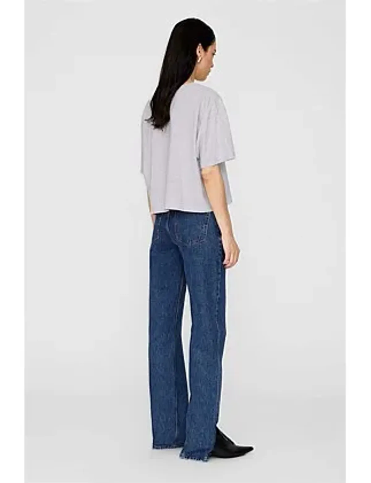 Anine Bing Johnny Cropped T-Shirt Grey Size 6/XS - Image 3