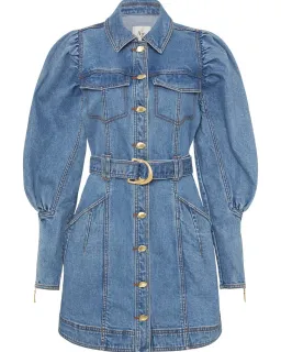 Aje Dione Long Sleeved Denim Mini Dress Blue Size 6 for rent on The Volte - image 4