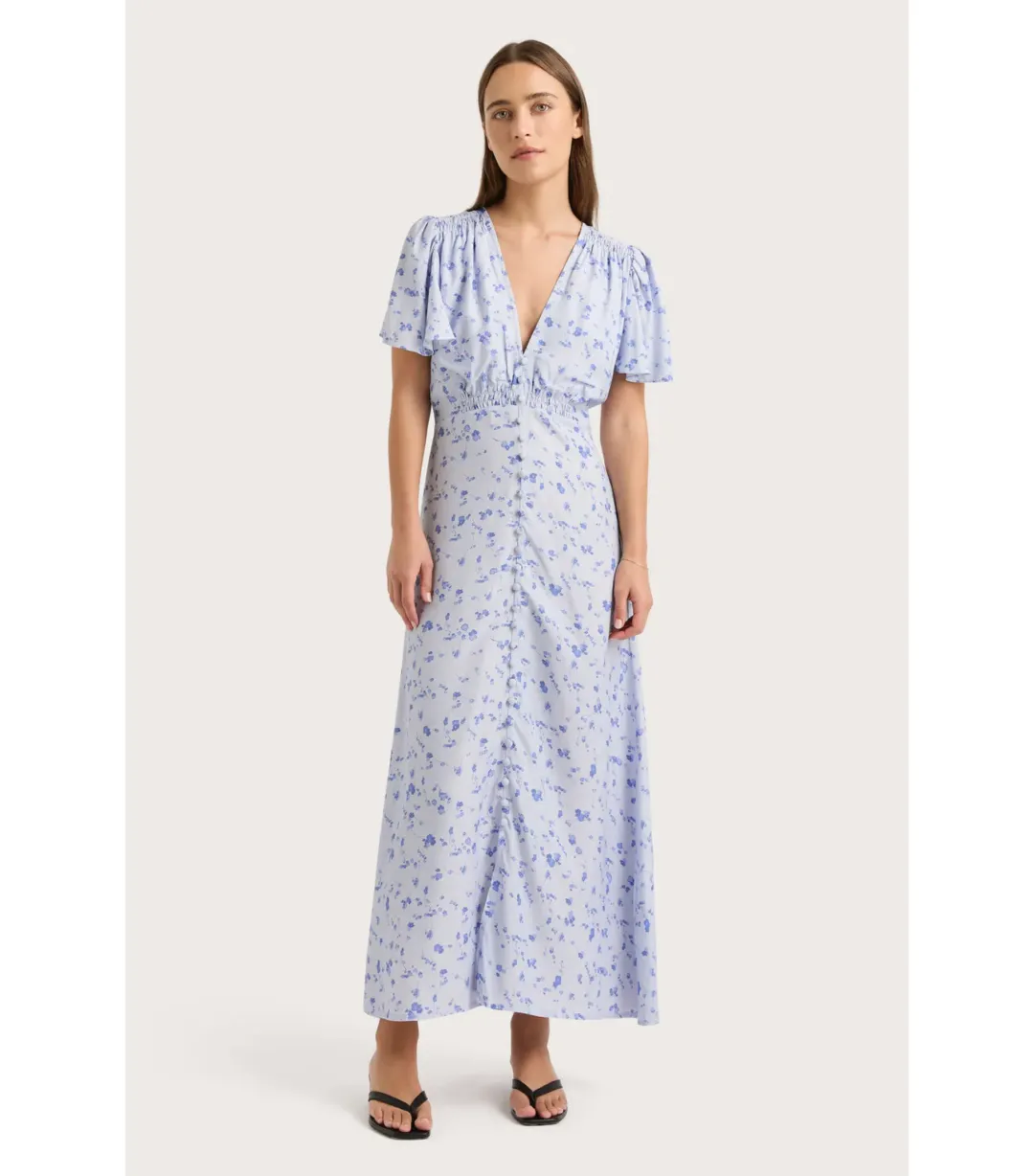 Faithfull the Brand Tae Midi Dress Blossom Blue Size XL / AU 14 for rent on The Volte - main image