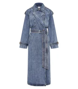 Aje Blues Denim Midi Trench Coat 80s Blue Wash Size M / AU 10 for rent on The Volte - image 8