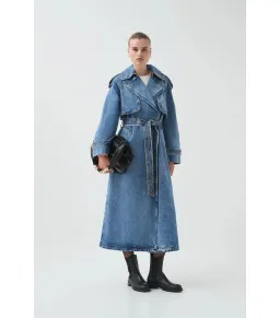 Aje Blues Denim Midi Trench Coat 80s Blue Wash Size M / AU 10 for rent on The Volte - image 1