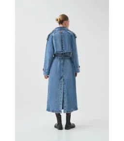 Aje Blues Denim Midi Trench Coat 80s Blue Wash Size M / AU 10 for rent on The Volte - image 2
