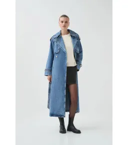 Aje Blues Denim Midi Trench Coat 80s Blue Wash Size M / AU 10 for rent on The Volte - image 7
