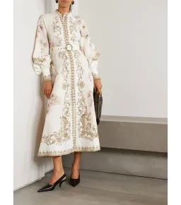 Zimmermann Hypnotic Buttoned Midi Dress in Cream Peony Size 2 / AU 12 for rent on The Volte - image 3